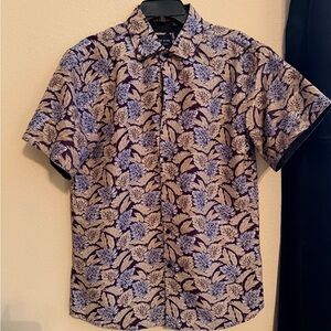 Men's Floral Short-Sleeve Button-Up Polo Shirt - Purple